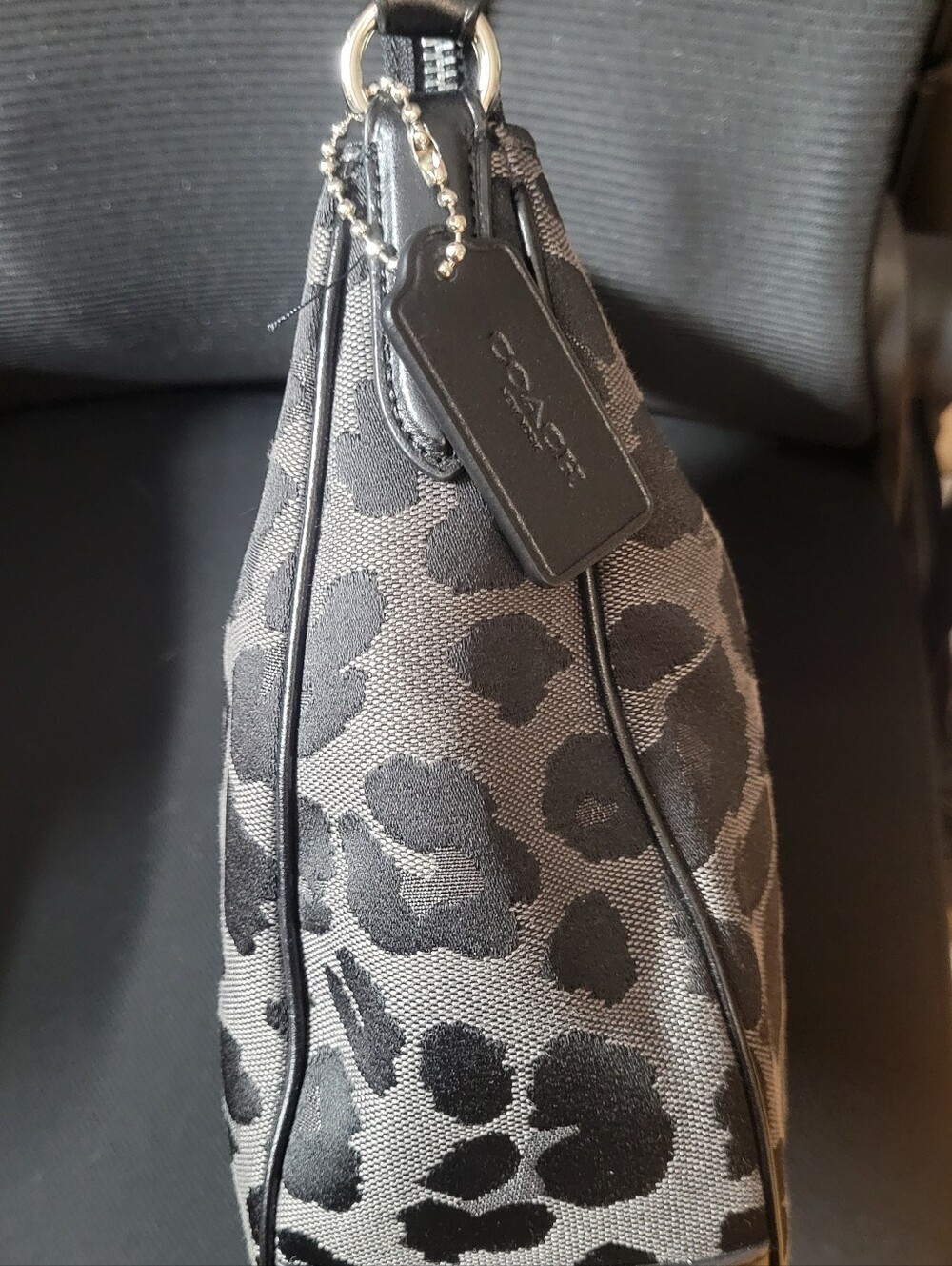 Coach Leopard-Print Shoulder Bag in Gray and Black - Picture 3 of 9